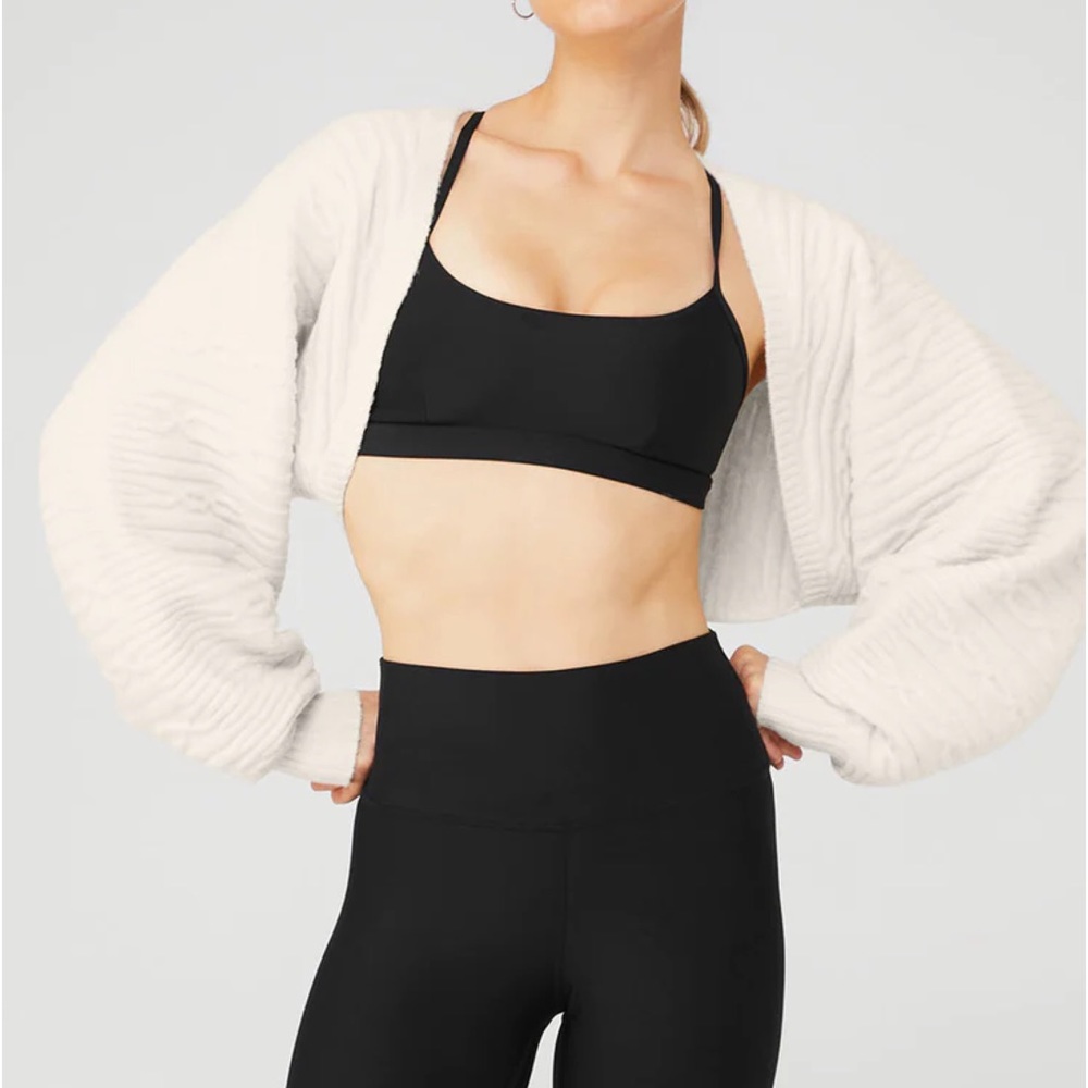 Alo Yoga Cable Knit Shawl Ivory One Size
